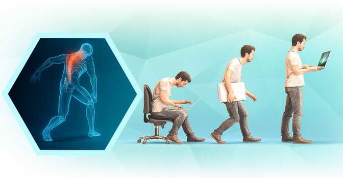 mala postura ao traballar nun ordenador e osteocondrose torácica